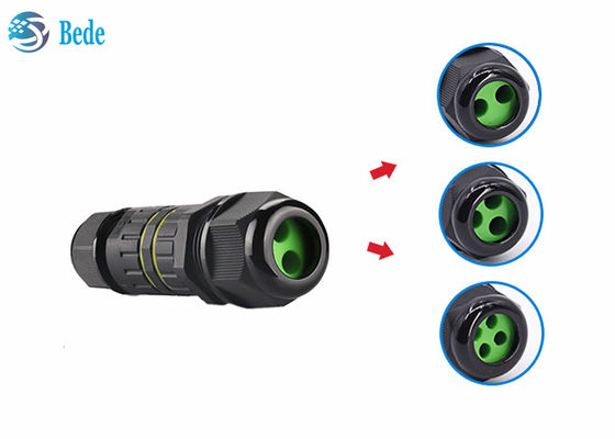 IP 68 Waterproof Kabel Konektor 3 Pin Output 2 ~ 4 Kabel Tahan Tegangan Tinggi Dan Arus Tinggi