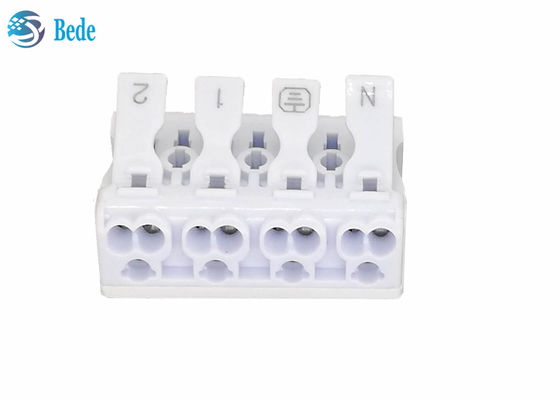 PA66 4 Kutub Dorong - Konektor Kawat Terminal Cepat Blok Terminal Tuas Mur 450V 16A