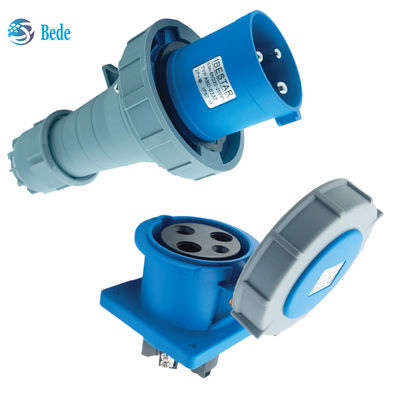 Daya 63A 125A Pemasangan panel soket colokan industri Tipe 3 pin ((2P+E) IP67 220 ~ 250V