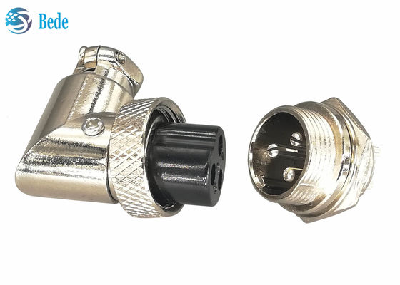 Zinc Alloy Material Gx16 3 Pin Connector Plug And Socket Kits Elbow Connector