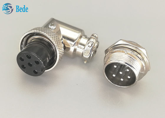 Silver Plated Aviation Connector Plug gx16 6 Pins Male And Elbow Female Connector Sets