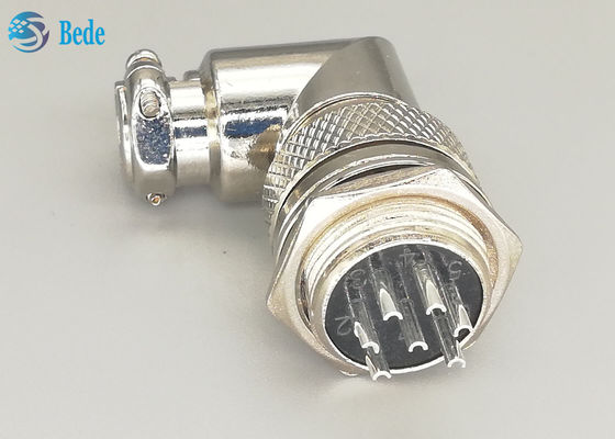 Konektor Aviator 90 Derajat gx16 7 Pin Berlapis Perak Set Pria dan Wanita