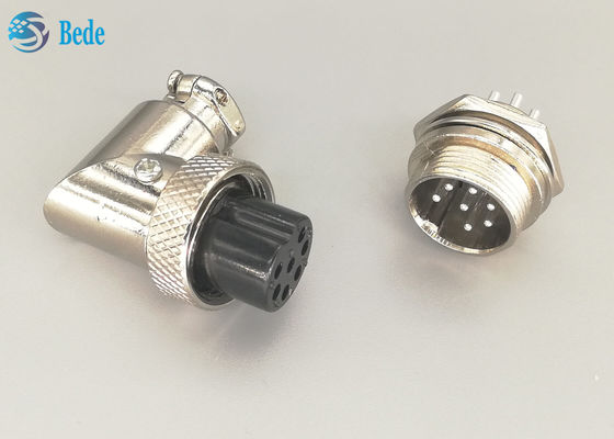 Konektor Aviator 90 Derajat gx16 7 Pin Berlapis Perak Set Pria dan Wanita