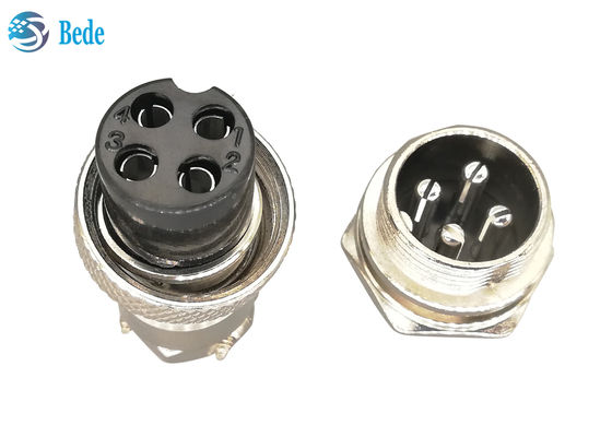RoHS Aviation Straight Gx16 4 Pin Connector Pria Dan Wanita Plated Plug