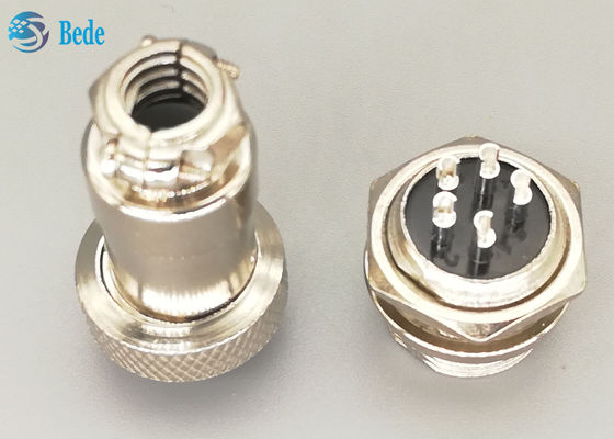 Straight Silver Plated Plug Gx16 Aviation Connector 5 Pin Pria Dan Wanita