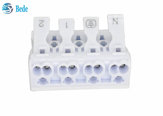 PA66 4 Kutub Dorong - Konektor Kawat Terminal Cepat Blok Terminal Tuas Mur 450V 16A