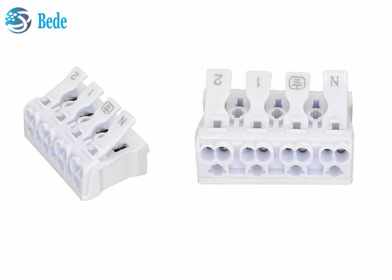 PA66 4 Kutub Dorong - Konektor Kawat Terminal Cepat Blok Terminal Tuas Mur 450V 16A