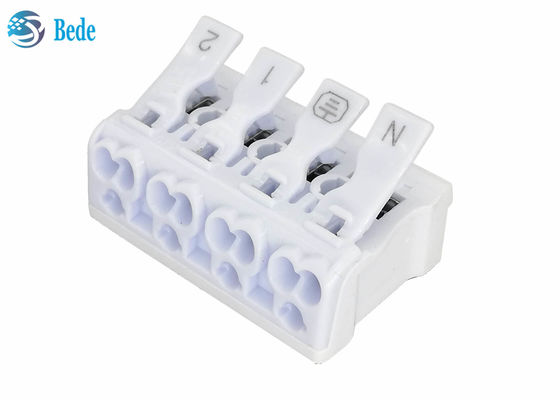 PA66 4 Kutub Dorong - Konektor Kawat Terminal Cepat Blok Terminal Tuas Mur 450V 16A