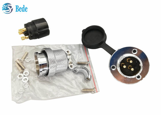 M25 Konektor Penerbangan Sirkular 4 Pin Dengan Flange Bulat Dan Tutup debu 300V 20A