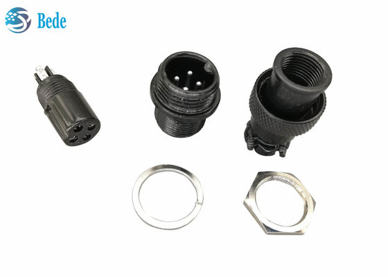 Konektor Penerbangan GX 12 Warna Hitam 5 6 7 Pin M12 Konektor Pemasangan Panel