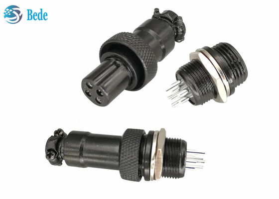 Konektor Penerbangan GX 12 Warna Hitam 5 6 7 Pin M12 Konektor Pemasangan Panel