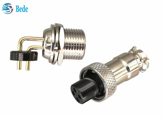 Konektor Penerbangan GX12 PCB Welding 2~7 Pin dengan Pin Sudut Kanan 3A 200V