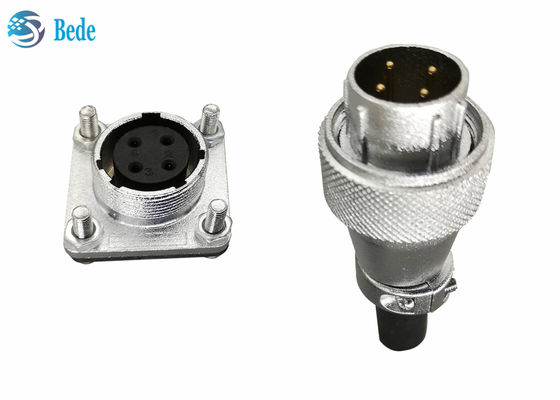 Konektor Sirkular WS20 5 6 7 8 Pin Dengan Flange Persegi Dan Penutup Debu 500V 10A