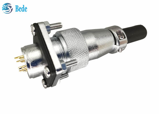 Konektor Sirkular WS20 5 6 7 8 Pin Dengan Flange Persegi Dan Penutup Debu 500V 10A