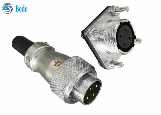 Konektor Sirkular WS20 5 6 7 8 Pin Dengan Flange Persegi Dan Penutup Debu 500V 10A