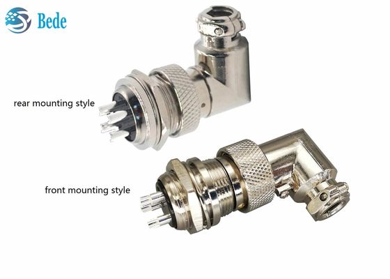 Konektor Kabel M16 200V 4A Penerbangan Sudut Kanan Female Dan Pemasangan Panel Male 6~10 Pin