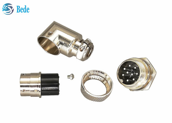 Konektor Kabel M16 200V 4A Penerbangan Sudut Kanan Female Dan Pemasangan Panel Male 6~10 Pin