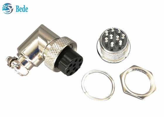 Konektor Kabel M16 200V 4A Penerbangan Sudut Kanan Female Dan Pemasangan Panel Male 6~10 Pin