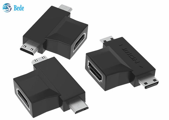 Pengulang HDMI 2-in-1 Berlapis Emas 1080P HDMI A Female Ke HDMI Mikro Dan Mini