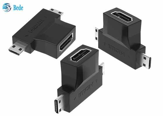 Pengulang HDMI 2-in-1 Berlapis Emas 1080P HDMI A Female Ke HDMI Mikro Dan Mini