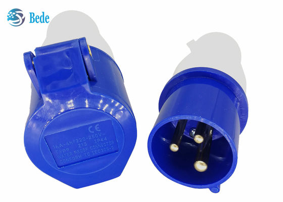 Single Phase Industrial Plug And Socket P+N+E Blue Color 220-250V 16A Coupler Type