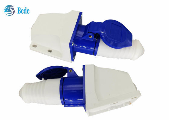 220-250V 16A Konektor Industri Pria Dan Wanita Fase Tunggal 2P + E Warna Biru Tipe dipasang di dinding