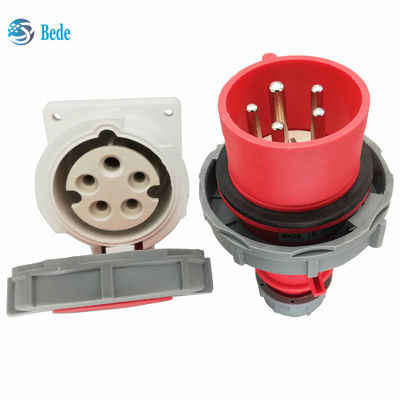 Soket Steker Industri Tahan Air IP67 5Pin 3P+N+E 16Amp dan 32Amp Tipe Pemasangan Panel