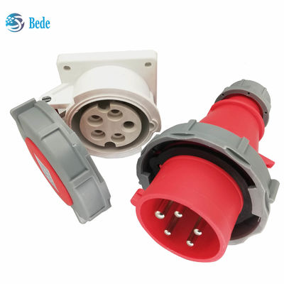 Soket Steker Industri Tahan Air IP67 5Pin 3P+N+E 16Amp dan 32Amp Tipe Pemasangan Panel