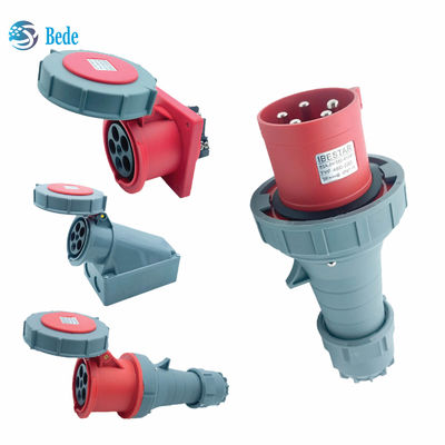Waterproof IP67 Industrial Plug Sockets 5Pins 3P+N+E 63Amp and 125Amp Panel Mounting Type