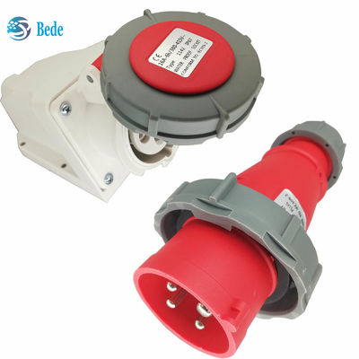 Soket Listrik Industri 4 Pin IP67 Dengan 16A / 380~415V Tipe Pemasangan Dinding