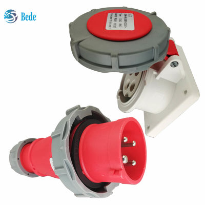 4 Pins 3P+E 16Amp Industrial Power Outlet and Panel Mounting socket IP67
