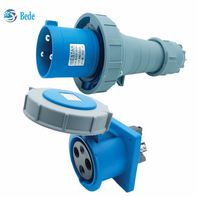 Daya 63A 125A Pemasangan panel soket colokan industri Tipe 3 pin ((2P+E) IP67 220 ~ 250V