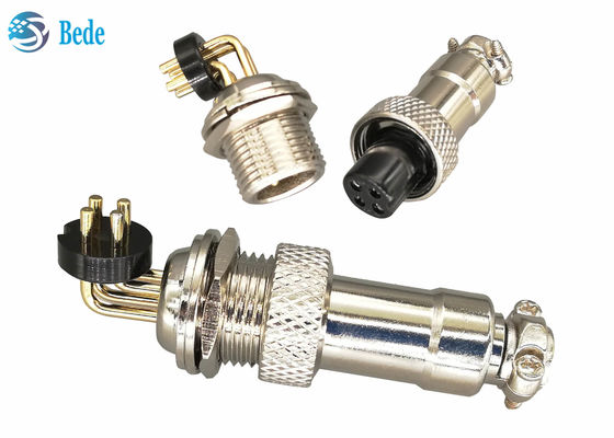 Right Angle 3A 200V Gx12 Aviation Connector Zinc Alloy With Nickel Plated