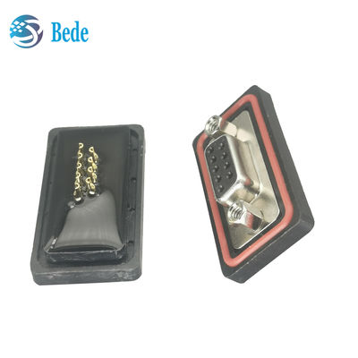 Brass Tin Plated Gold Plated Pins D-Sub 9 Female Connectors -55- 105C Operating Temperature Epoxy Resin Sealant Included