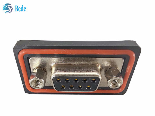 Konektor D Sub9 Female PA66 Silikon Arus Tinggi Tegangan 500V Tipe Pemasangan Disolder