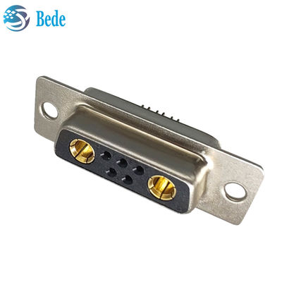 Konektor D-Sub Perencanaan Arus Tinggi DB 7W2 Konektor Wanita dengan Gaya Penghentian Piala Solder dan 500 Siklus Pasangan