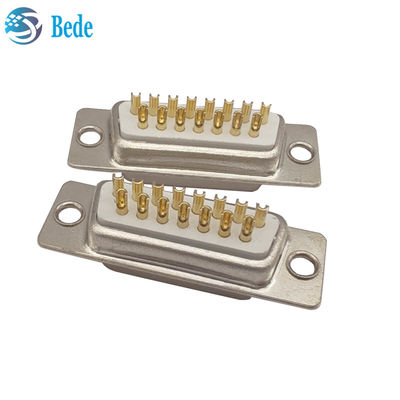 Konektor D-Sub 15 Female Unggulan Resistansi Isolasi 5000 Megohms Min Gaya Konektor D-SUB 15