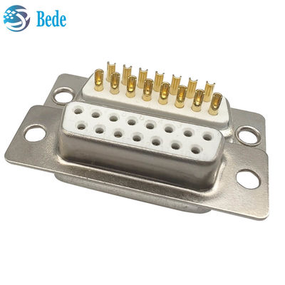 Konektor D-Sub 15 Female Unggulan Resistansi Isolasi 5000 Megohms Min Gaya Konektor D-SUB 15