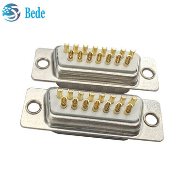 Konektor D-Sub 15 Female Unggulan Resistansi Isolasi 5000 Megohms Min Gaya Konektor D-SUB 15