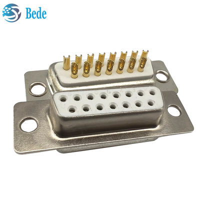 Konektor D-Sub 15 Female Unggulan Resistansi Isolasi 5000 Megohms Min Gaya Konektor D-SUB 15