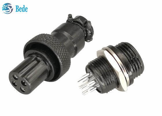 Kit Pria dan Wanita Konektor Penerbangan Gx12 Warna Hitam Bahan Paduan Seng