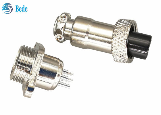 Konektor Penerbangan Gx12 7 Pin Paduan Seng Dengan Flange Persegi Set Pria dan Wanita
