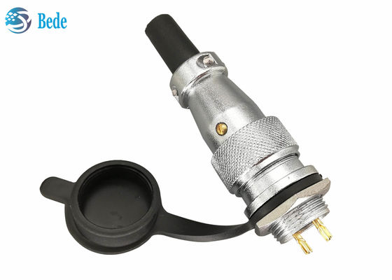 Chrome Plated Zinc Alloy Circular Connector 2 3 4 Pin 10A 500V Dengan Tutup debu